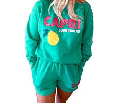 Vintage Havana Capri Jet Setter Shorts In Surf Green In Multi