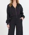 Vintage Havana Carribbean Cloud Fleece Crop Zip Up In Black In Black