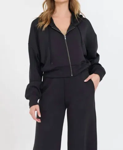 Vintage Havana Carribbean Cloud Fleece Crop Zip Up In Black