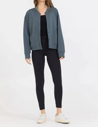 Vintage Havana Cloud Fleece Bomber Jacket In Green In Gray