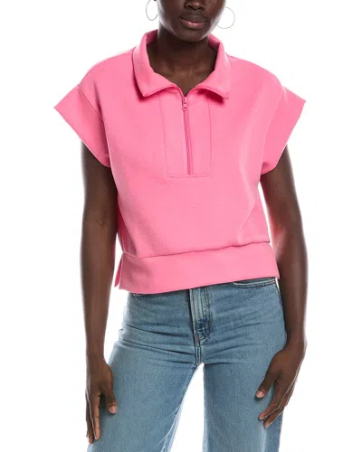 Vintage Havana Cloud Fleece Quarter Zip Shirt In Pink