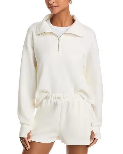 Vintage Havana Cloud Fleece Quarter Zip Sweatshirt In White