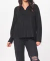 VINTAGE HAVANA COATED QUARTER ZIP SWEATER IN BLACK