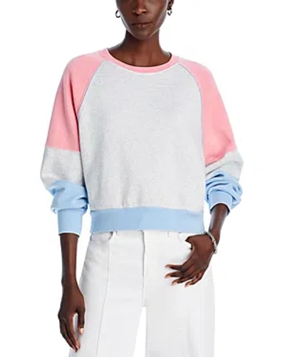 Vintage Havana Colour Block Fleece Sweatshirt In Ashgrey/pink