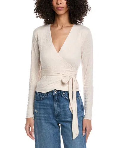 Vintage Havana Crinkle Knit Wrap Top In Neutral