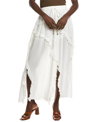 Vintage Havana Crinkle Ruffle Maxi Skirt In White