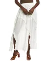 Vintage Havana Crinkle Ruffle Maxi Skirt In White