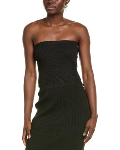 Vintage Havana Crochet Floral Rib Tube Top In Black