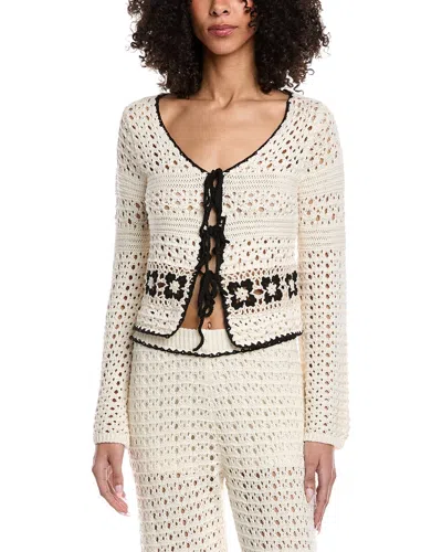 Vintage Havana Crochet Floral Tie Front Top In Neutral