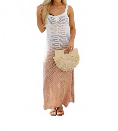 Vintage Havana Crochet Maxi Cover Up In Caramel In Multi