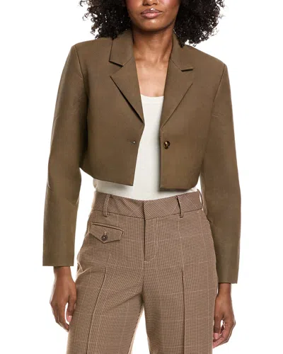 Vintage Havana Cropped Blazer In Brown