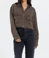Vintage Havana Cropped Pocket Detail Shirt In Brown In Brown