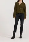 Vintage Havana Deep Olive Fitted Utiility Cardigan In Green