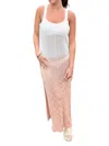 Vintage Havana Dip Dye Crochet Maxi Dress In Caramel In Pink