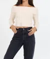 Vintage Havana Distressed Off Shoulder Sweater In Ivory In Multi