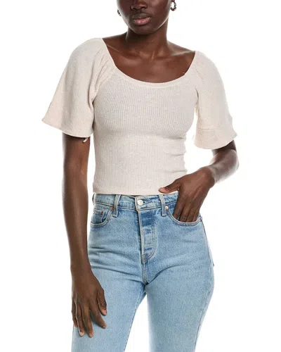 Vintage Havana Drapey Knit Puff Knit Top In Brown