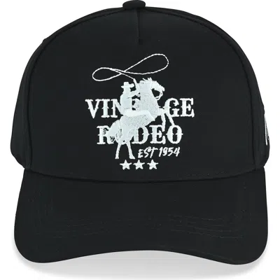 Vintage Havana Embroidered Baseball Cap In Black/ White