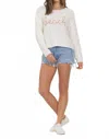 Vintage Havana Embroidered "beach" Sweater In White In White