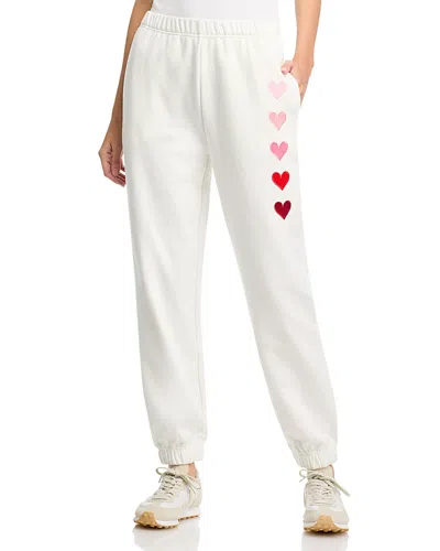 Vintage Havana Embroidered Heart Ankle Joggers In White/red
