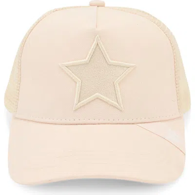 Vintage Havana Embroidered Star Mesh Panel Trucker Hat In Bone