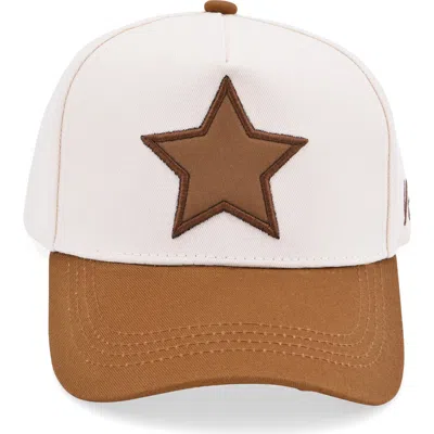 Vintage Havana Embroidered Star Patch Baseball Cap In Bone/ Brown
