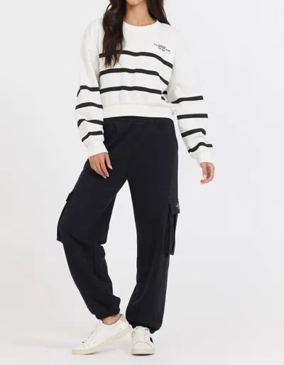 Vintage Havana Essential Fleece Crewneck Sweatshirt In Extra White/black In Multi