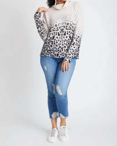 Vintage Havana Faded Leopard Cowl Neck Sweater In Ivory/charcoal In Multi