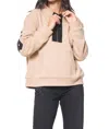 Vintage Havana Faux Leather Applique Pullover Top In Camel/black
