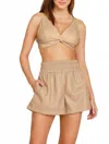 Vintage Havana Faux Leather Bra Top In Tan In Nude