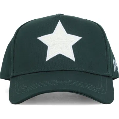 Vintage Havana Faux Pearl Star Patch Baseball Cap In Forest Green/ Pearl