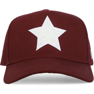 Vintage Havana Faux Pearl Star Patch Baseball Cap In Maroon/ Pearl