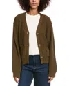 Vintage Havana Deep Olive Fitted Utiility Cardigan In Green