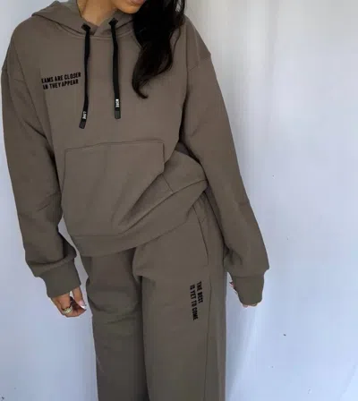 Vintage Havana Flare Fleece Pant With Flocking Details In Taupe In Grey