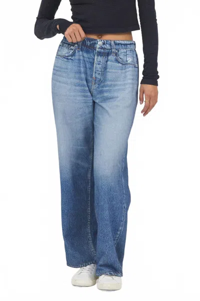 Vintage Havana Fleece Wide Leg Pant In Medium Wash In Blue