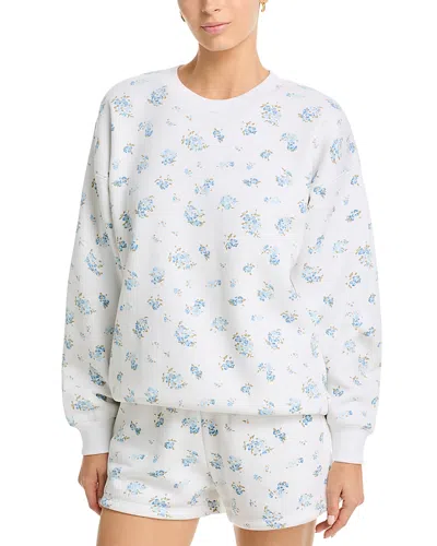 Vintage Havana Floral Print Crewneck Sweatshirt In White