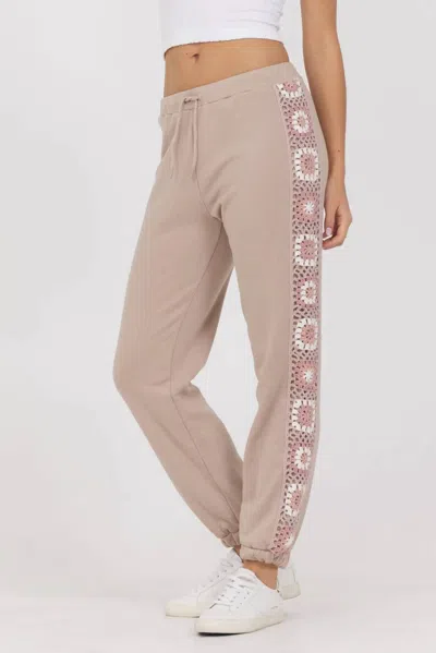 Vintage Havana French Terry Crochet Jogger In Beige In Neutral