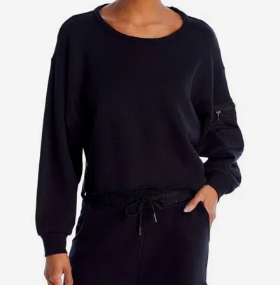 Vintage Havana French Terry Utility Crewneck Sweatshirt In Black