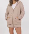 Vintage Havana French Terry Zip Hoodie In Beige In Neutral