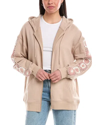 Vintage Havana French Terry Zip Hoodie In Beige In Neutral