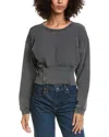 Vintage Havana Garment-dye French Terry Corset Sweatshirt In Gray