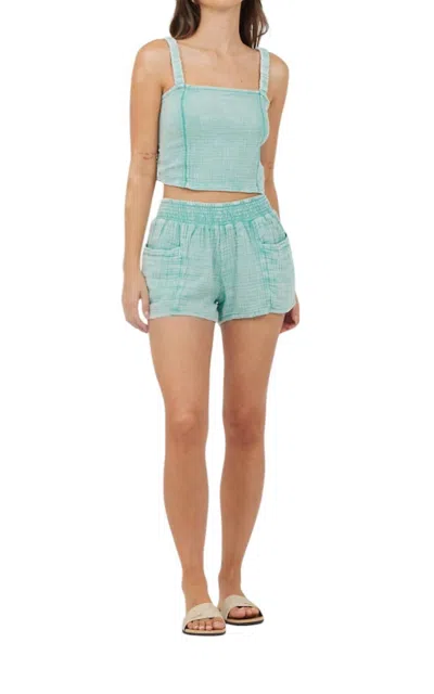 Vintage Havana Gauze Crop Top In Sea Green In Multi