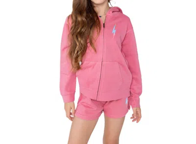 Vintage Havana Girl's Bolt Zip Hoodie In Pink