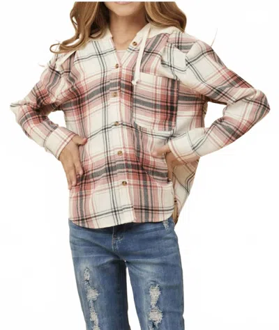 Vintage Havana Kid's Flannel Shirt With Hood In Multi In White