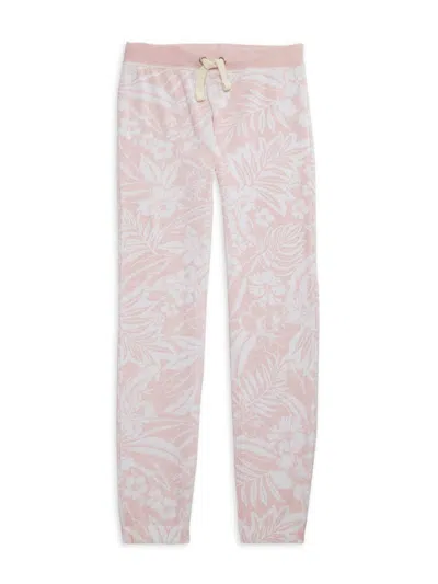 Vintage Havana Babies' Girl's Flower & Leaf Print Burnout Joggers In Crystal Pink