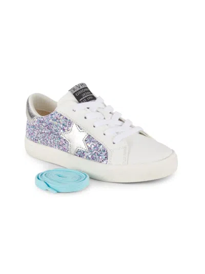 Vintage Havana Kids' Girl's Joyce Glitter Star Sneakers In White Glitter Pop