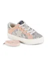 Vintage Havana Girl's Joyce Low Top Star Sneakers In Blush Silver Glitter Mix