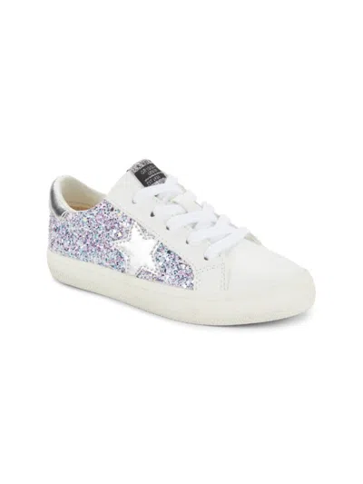 Vintage Havana Girl's Joyce Low Top Star Sneakers In White Glitter Pop