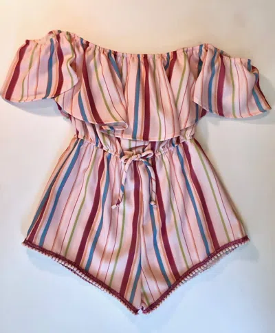 Vintage Havana Kids' Girl's Off Shoulder Romper In Multi