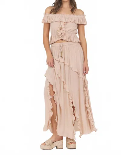 Vintage Havana Giza Off Shoulder Top In Blush In Neutral
