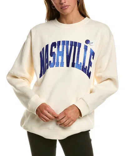 Vintage Havana Glitter Garment-dye Fleece Pullover In White